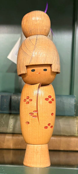 VINTAGE SIGNED JAPANESE KOKOSHI DOLL HAND CARVED AND PAINTED | 7.5"H