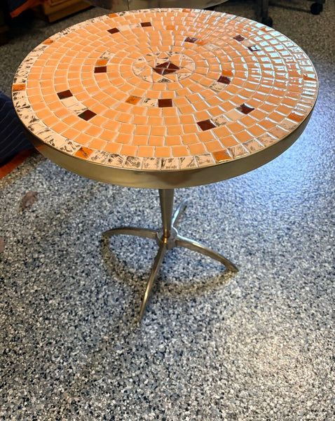 Martz Mosaics true Mid Century Modern side table #1500 on bottom. Approx 20t x17.5 for pick up only-priced Individually