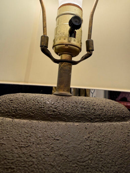 Pair Brown Ceramic Vintage Lamps with Shades