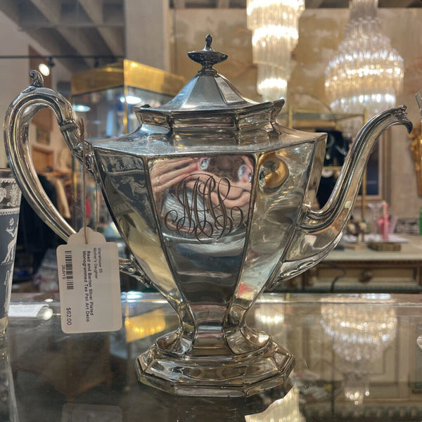 Reed and Barton Silver Plated Monogrammed Tea Pot Art Deco