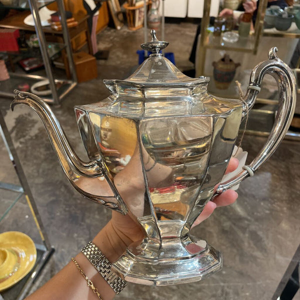 Reed and Barton Silver Plated Monogrammed Tea Pot Art Deco
