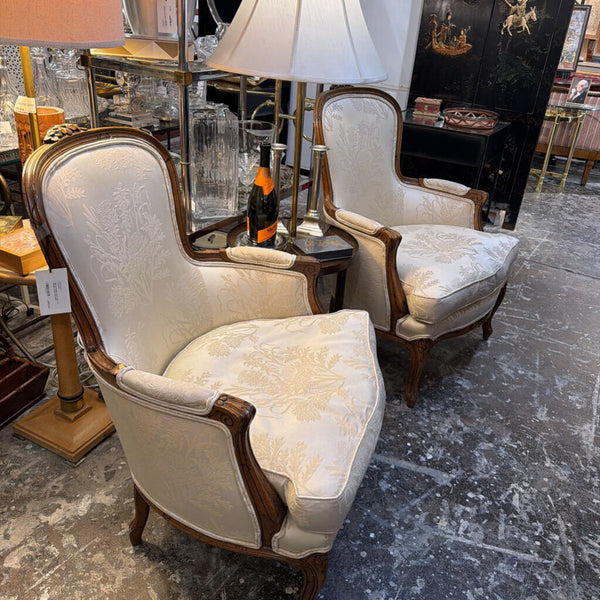 Pair of classic style Louis XV Bergere chairs Henredon