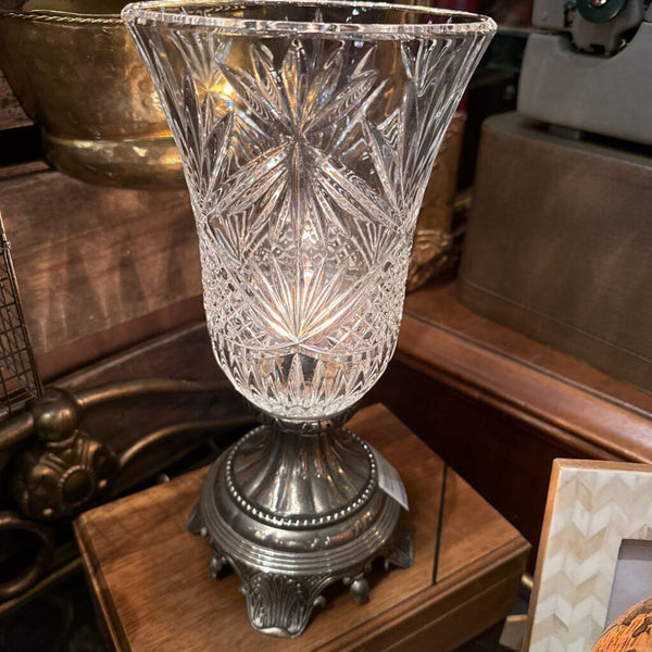 Silver and Crystal Lamp 13 in Tall