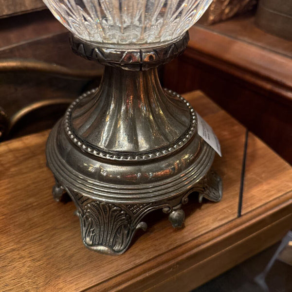 Silver and Crystal Lamp 13 in Tall