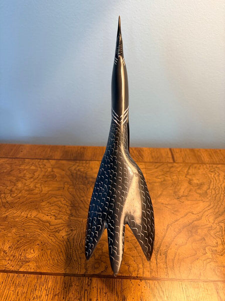 Carved horn blackbird approx 13l x9.5t