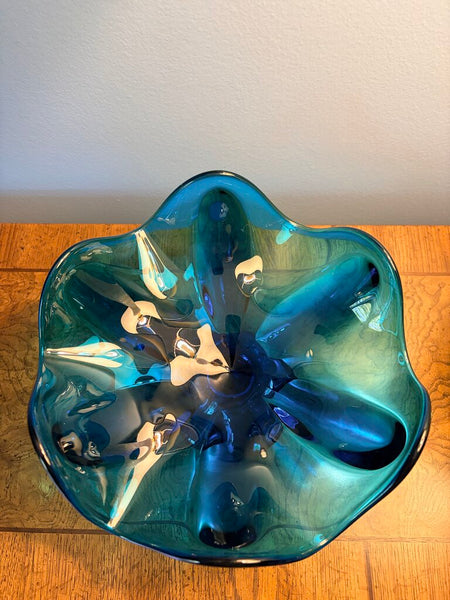 Viking 6 petal epic compote bowl in bluenique