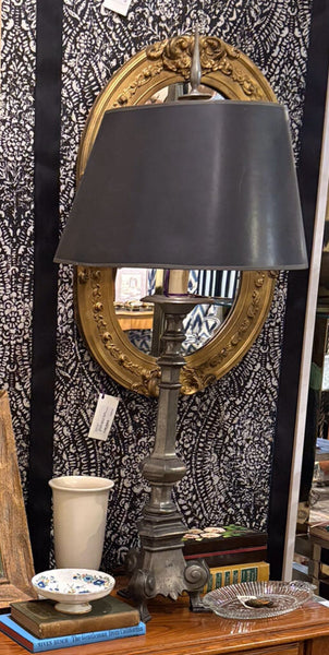 VINTAGE PEWTER LAMP W/SHADE & PEWTER FINIAL - EACH | 38"H (FINIAL) x 7"W (BASE0