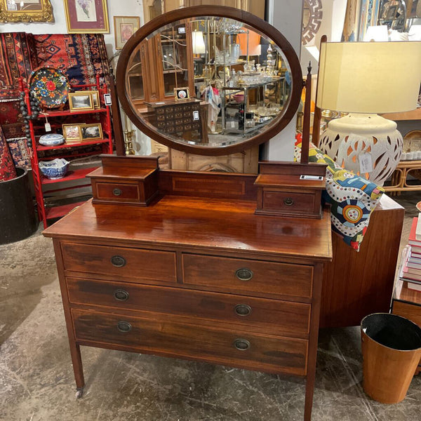 EDWARDIAN INLAID MAHOGANY DRESSER 62T 42W 19D IN STORE PICK UP ONLY