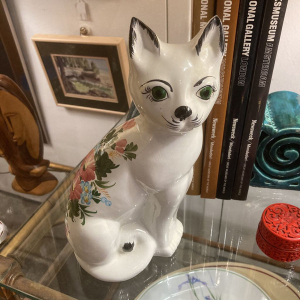 Vintage hand painted pottery cat ITALY