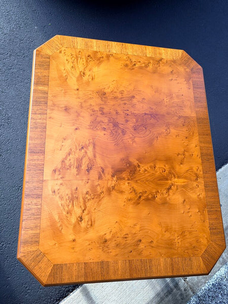 John Widdicomb vintage 1970s ebonized faux bamboo and burlwood side table approx 25t x29x22 for pick up only