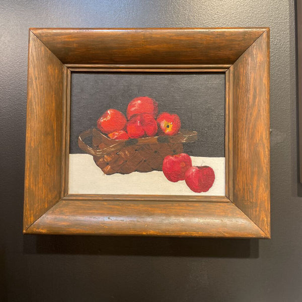 Still Life Painting of Apples in a Basket