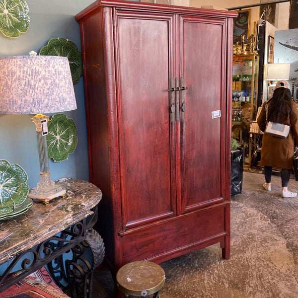 RED ASIAN 2 DOOR CABINET 41.5"W, 21"D, 79.5"T
