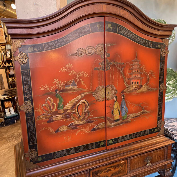 ASIAN CHINOISERIE SCENE CABINET 20"D, 46"W, 74.5T