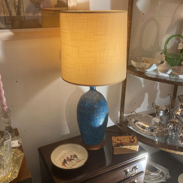 Authentic mid century aqua potter lamp 17" high