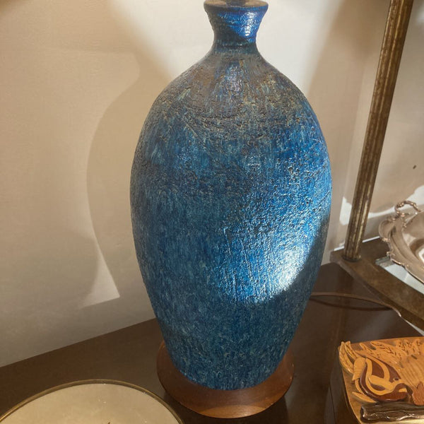 Authentic mid century aqua potter lamp 17" high