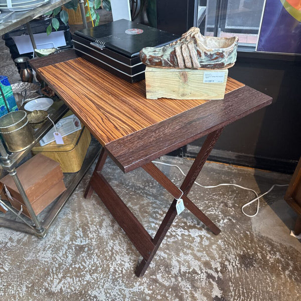 hand built folding bar / server table zebrawood / wenge wood hand built folding bar / server table zebrawood / wenge wood