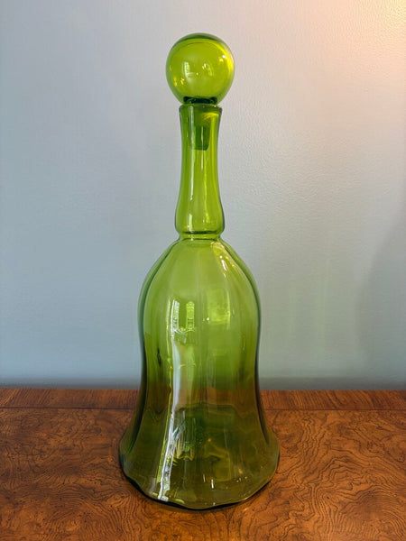 Fabulous Blenko 6934 large bell decanter designed by Joel Myers with replaced Blenko stopper(not original) but made at the Blenko factory approx 18.5 inch tall with stopper in-for pick up only