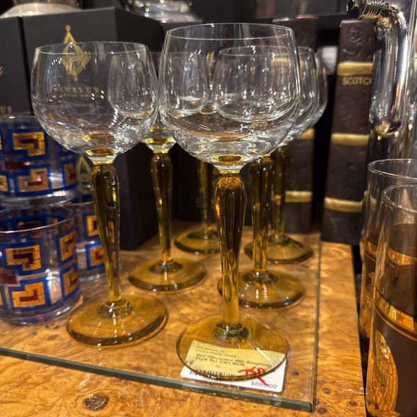 Set of 6 Portuguese Wine Glasses Amber Stem
