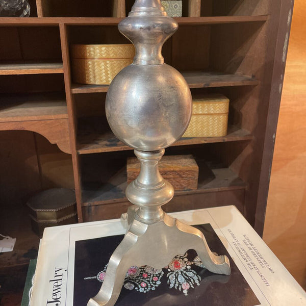 Vintage HEAVY Nickel Tone Maitland Smith Pair of Candle Sticks 14" Tall