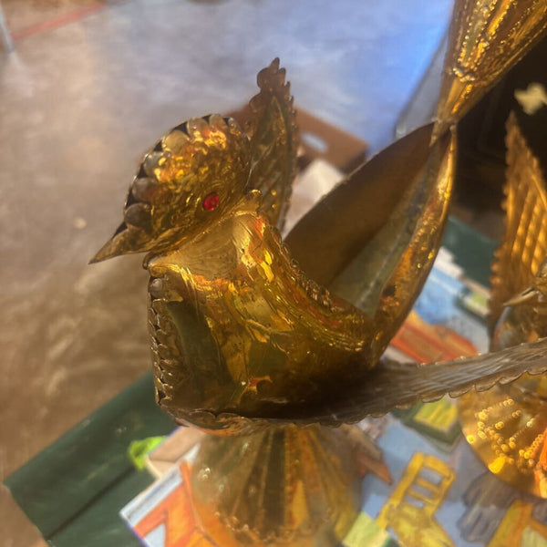 Large Metal LoveBirds with jeweled eyes a- set of 2