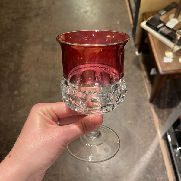 Set of 8 Glass Goblets Vintage Tiffin Franciscan Kings Crown Ruby Red