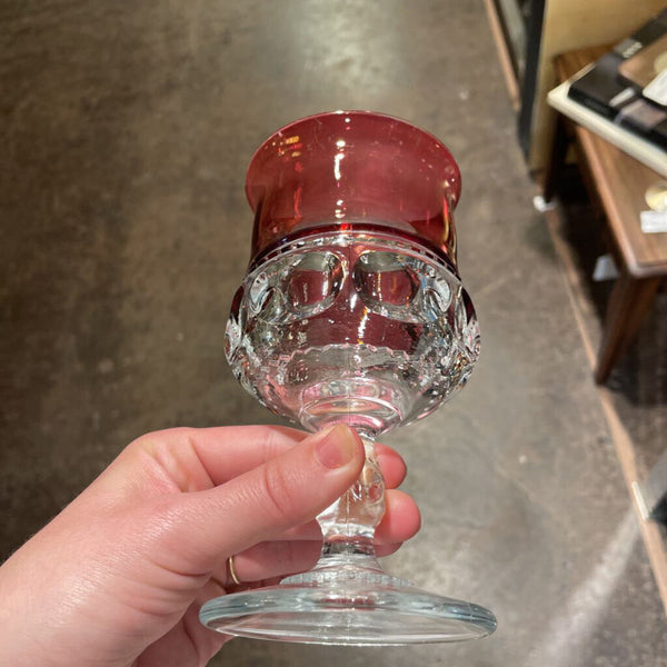 Set of 8 Glass Goblets Vintage Tiffin Franciscan Kings Crown Ruby Red