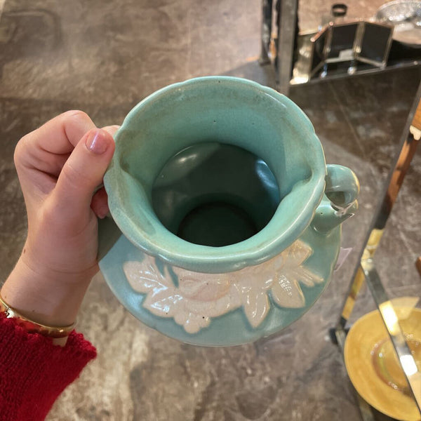 Vintage Weller Pottery Double Handled Vase Mint Green -- Late 1930s