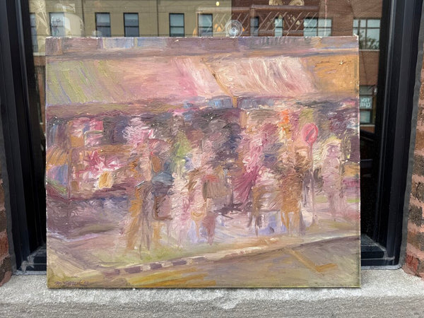 1963 M. Saruk Signed Textured Pink Anstract on Canvas 31.5 x 25.5T