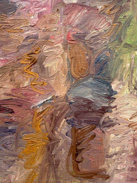 1963 M. Saruk Signed Textured Pink Anstract on Canvas 31.5 x 25.5T