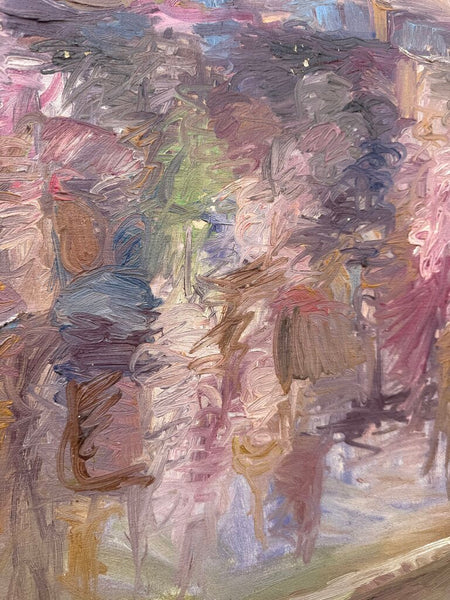 1963 M. Saruk Signed Textured Pink Anstract on Canvas 31.5 x 25.5T