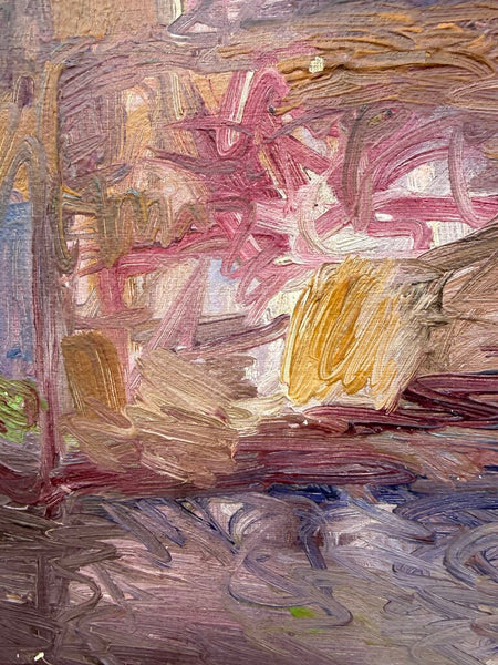 1963 M. Saruk Signed Textured Pink Anstract on Canvas 31.5 x 25.5T