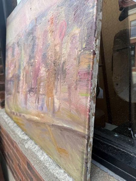 1963 M. Saruk Signed Textured Pink Anstract on Canvas 31.5 x 25.5T