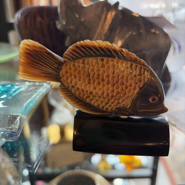 Carved horn fish vintage