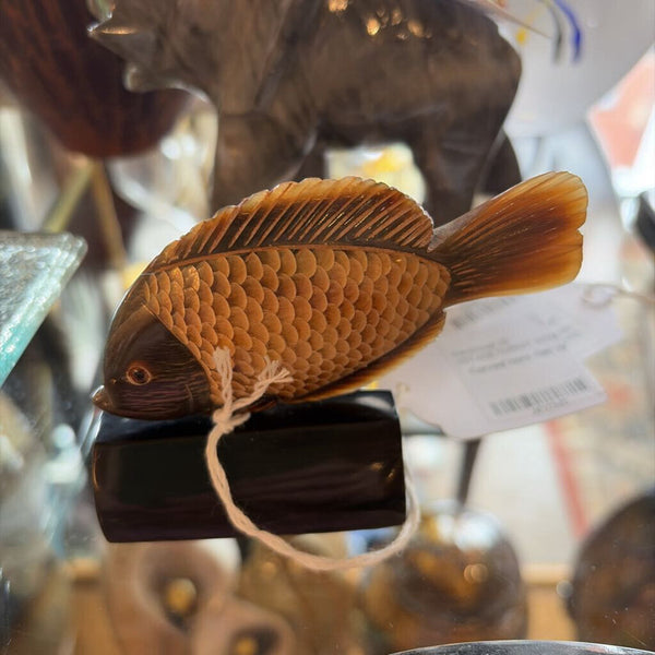 Carved horn fish vintage