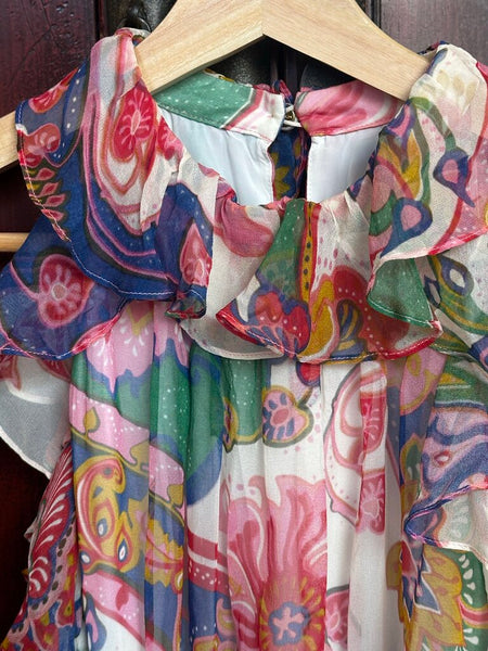 Zimmermann Lovestruck Ruffled Floral Silk Chiffon Blouse FIRM