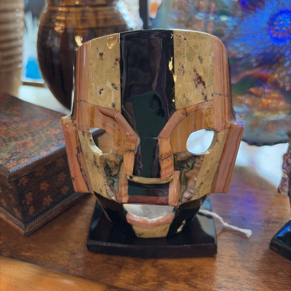 Semi precious stone mask approximately 6 x 5