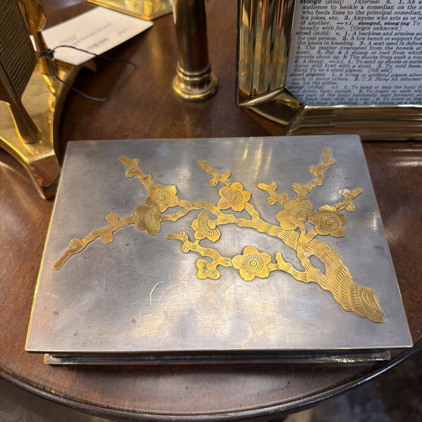 Chinese pewter and brass trinket box