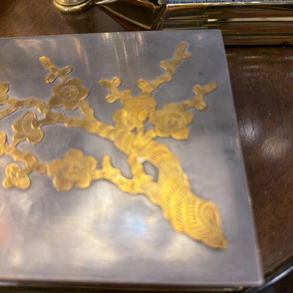 Chinese pewter and brass trinket box