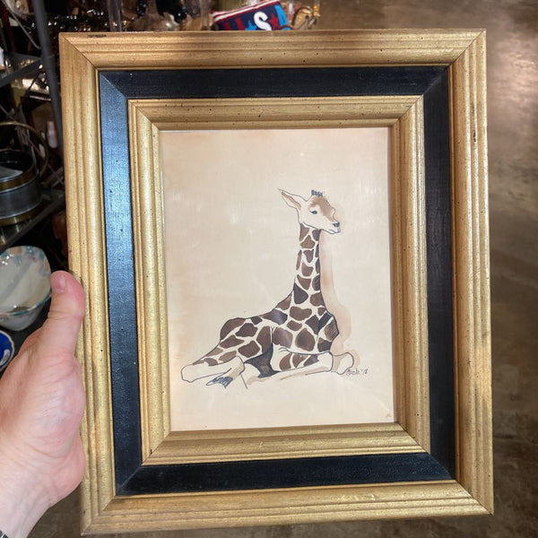 Original signed & dated giraffe watercolor 11" x 13"