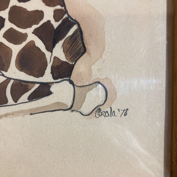 Original signed & dated giraffe watercolor 11" x 13"
