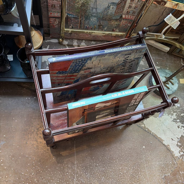 Vintage mahogany magazine rack with drawer
