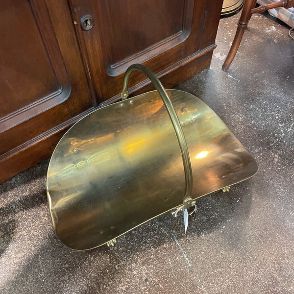 Brass Footed Fireplace Firewood Log Holder/Basket