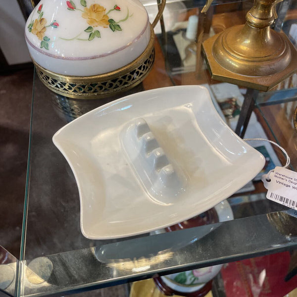 Vintage White Ceramic Ashtray