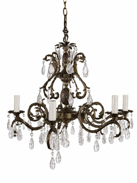 VINTAGE BRASS SPAIN CHANDELIER 27 WIDE 21 LONG