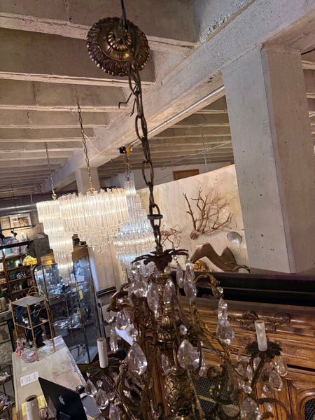 VINTAGE BRASS SPAIN CHANDELIER 27 WIDE 21 LONG