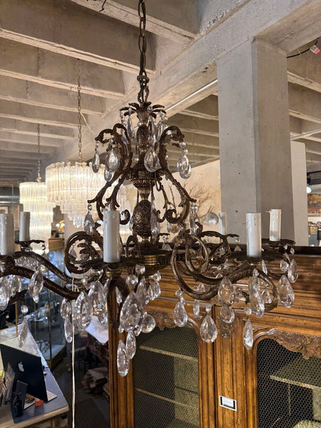 VINTAGE BRASS SPAIN CHANDELIER 27 WIDE 21 LONG