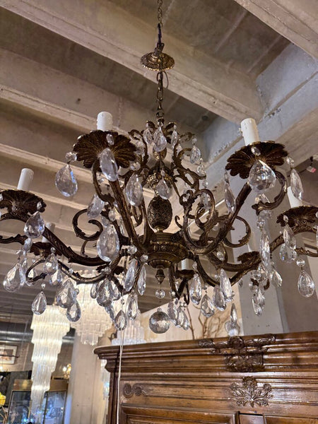 VINTAGE BRASS SPAIN CHANDELIER 27 WIDE 21 LONG