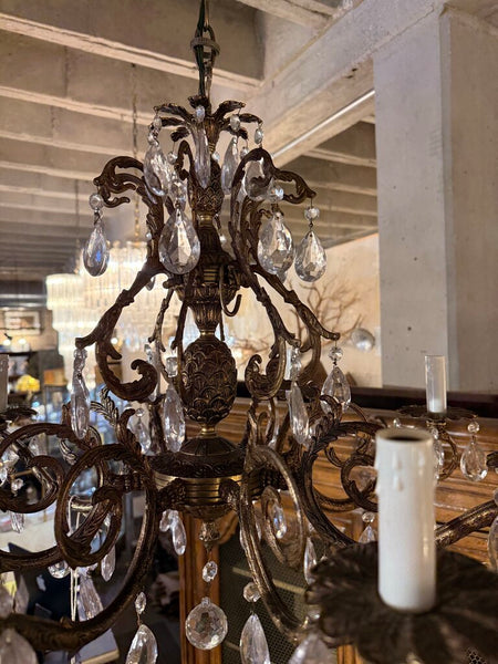 VINTAGE BRASS SPAIN CHANDELIER 27 WIDE 21 LONG