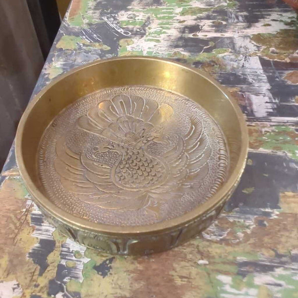 Brass Peacock Trinket Dish 2.75"DIA LSBJ 06.26