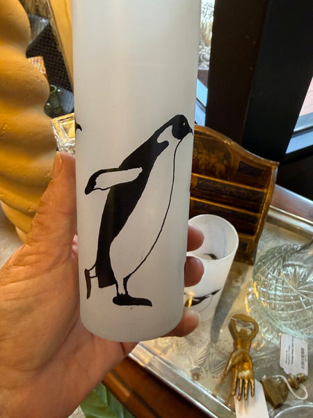 Pair vintage Penguin tall barware glasses